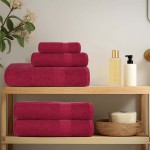vidaXL Set prosoape 8 piese Bordeaux 360 g/m² 100% bumbac vidaXL Set prosoape 8 piese Bordeaux 360 g/m² 100% bumbac
