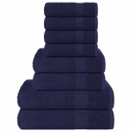 vidaXL Set prosoape 8 piese Bleumarin 360 g/m² 100% bumbac vidaXL Set prosoape 8 piese Bleumarin 360 g/m² 100% bumbac