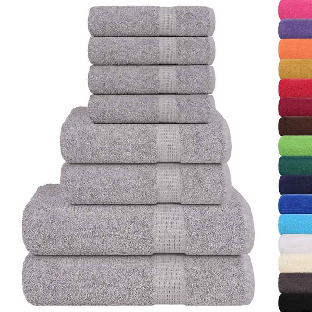 vidaXL Set prosoape 8 piese gri 360 g/m² 100% bumbac