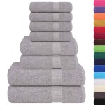 vidaXL Set prosoape 8 piese gri 360 g/m² 100% bumbac vidaXL Set prosoape 8 piese gri 360 g/m² 100% bumbac