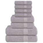 vidaXL Set prosoape 8 piese gri 360 g/m² 100% bumbac vidaXL Set prosoape 8 piese gri 360 g/m² 100% bumbac