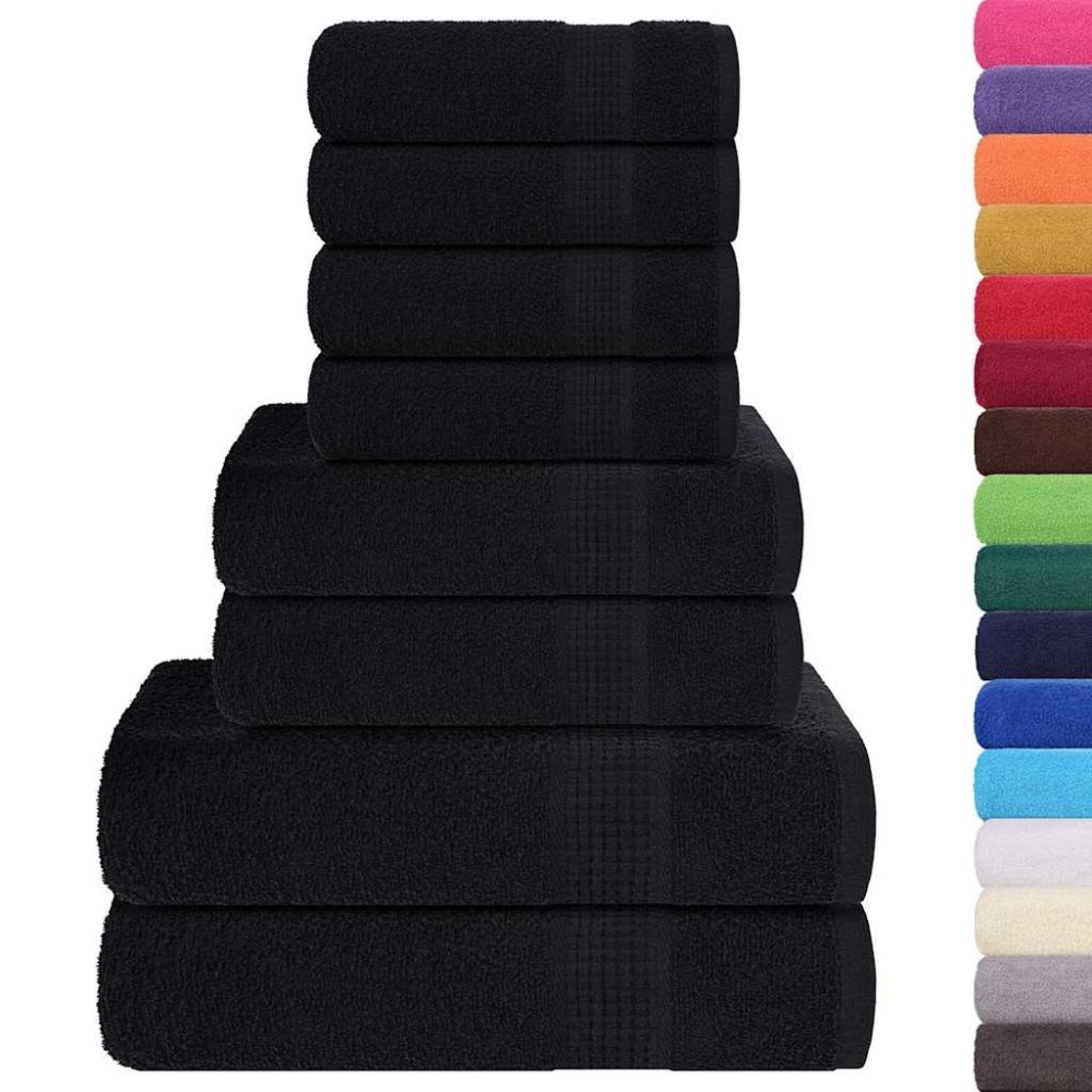 vidaXL Set prosoape 8 buc Negru 360 g/m² 100% bumbac