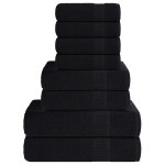 vidaXL Set prosoape 8 buc Negru 360 g/m² 100% bumbac vidaXL Set prosoape 8 buc Negru 360 g/m² 100% bumbac