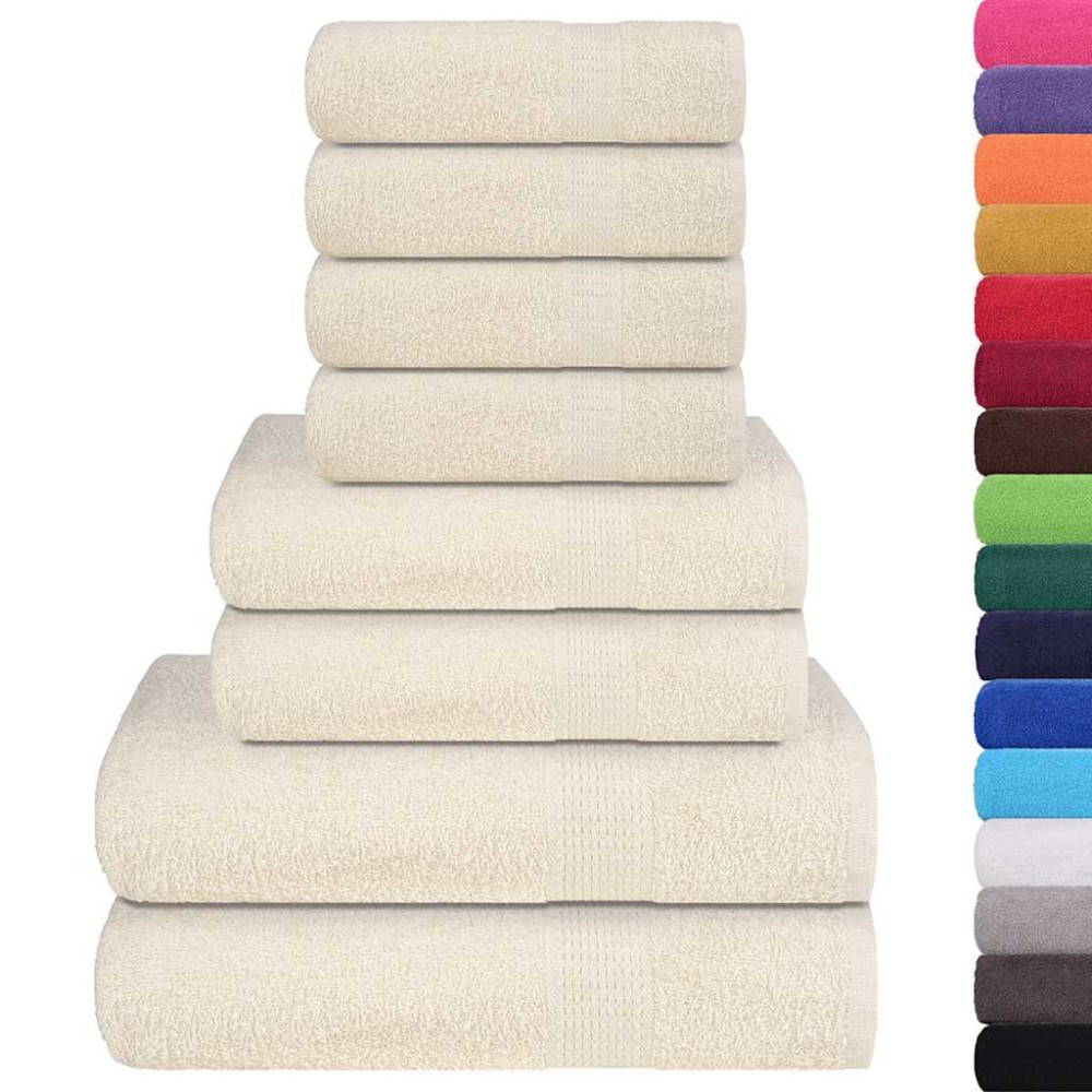 vidaXL Set prosoape 8 piese cremă 360 g/m² 100% bumbac