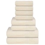 vidaXL Set prosoape 8 piese cremă 360 g/m² 100% bumbac vidaXL Set prosoape 8 piese cremă 360 g/m² 100% bumbac