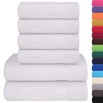 vidaXL Set prosoape 6 piese alb 360 g/m² 100% bumbac vidaXL Set prosoape 6 piese alb 360 g/m² 100% bumbac