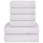 vidaXL Set prosoape 6 piese alb 360 g/m² 100% bumbac vidaXL Set prosoape 6 piese alb 360 g/m² 100% bumbac