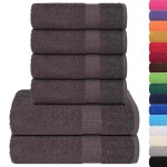 vidaXL Set prosoape 6 piese Antracit 360 g/m² 100% bumbac vidaXL Set prosoape 6 piese Antracit 360 g/m² 100% bumbac