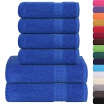 vidaXL Set prosoape 6 buc Albastru 360 g/m² 100% bumbac vidaXL Set prosoape 6 buc Albastru 360 g/m² 100% bumbac