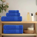 vidaXL Set prosoape 6 buc Albastru 360 g/m² 100% bumbac vidaXL Set prosoape 6 buc Albastru 360 g/m² 100% bumbac