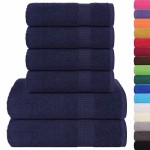 vidaXL Set prosoape 6 piese Bleumarin 360 g/m² 100% bumbac vidaXL Set prosoape 6 piese Bleumarin 360 g/m² 100% bumbac