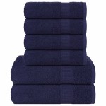 vidaXL Set prosoape 6 piese Bleumarin 360 g/m² 100% bumbac vidaXL Set prosoape 6 piese Bleumarin 360 g/m² 100% bumbac