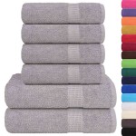 vidaXL Set prosoape 6 piese gri 360 g/m² 100% bumbac vidaXL Set prosoape 6 piese gri 360 g/m² 100% bumbac