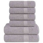 vidaXL Set prosoape 6 piese gri 360 g/m² 100% bumbac vidaXL Set prosoape 6 piese gri 360 g/m² 100% bumbac