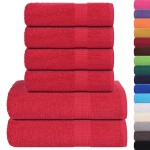 vidaXL Set prosoape 6 piese rosu 360 g/m² 100% bumbac vidaXL Set prosoape 6 piese rosu 360 g/m² 100% bumbac