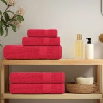 vidaXL Set prosoape 6 piese rosu 360 g/m² 100% bumbac vidaXL Set prosoape 6 piese rosu 360 g/m² 100% bumbac