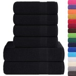 vidaXL Set prosoape 8 buc Negru 360 g/m² 100% bumbac vidaXL Set prosoape 8 buc Negru 360 g/m² 100% bumbac