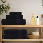vidaXL Set prosoape 8 buc Negru 360 g/m² 100% bumbac vidaXL Set prosoape 8 buc Negru 360 g/m² 100% bumbac