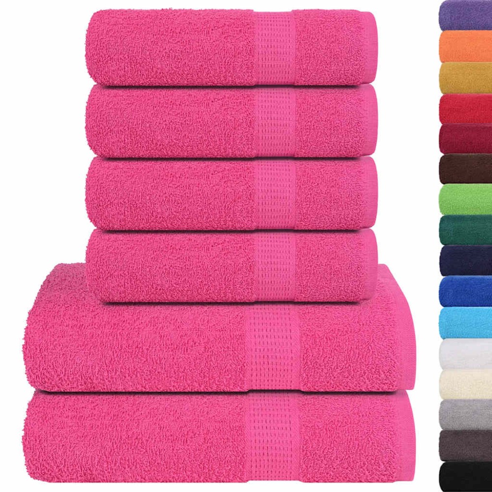 vidaXL Set prosoape 6 piese roz 360 g/m² 100% bumbac