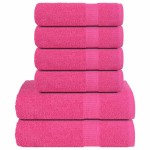 vidaXL Set prosoape 6 piese roz 360 g/m² 100% bumbac vidaXL Set prosoape 6 piese roz 360 g/m² 100% bumbac