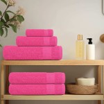 vidaXL Set prosoape 6 piese roz 360 g/m² 100% bumbac vidaXL Set prosoape 6 piese roz 360 g/m² 100% bumbac