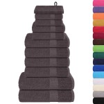 vidaXL Set prosoape 12 buc Antracit 360 g/m² 100% bumbac vidaXL Set prosoape 12 buc Antracit 360 g/m² 100% bumbac