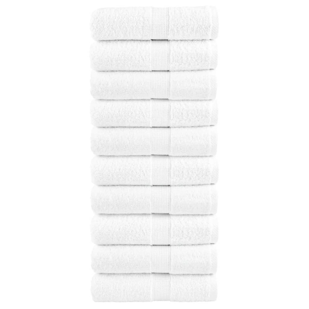 vidaXL Prosoape de baie premium SOLUND, 10 buc., albe, 30x30 cm, 600 g/m²