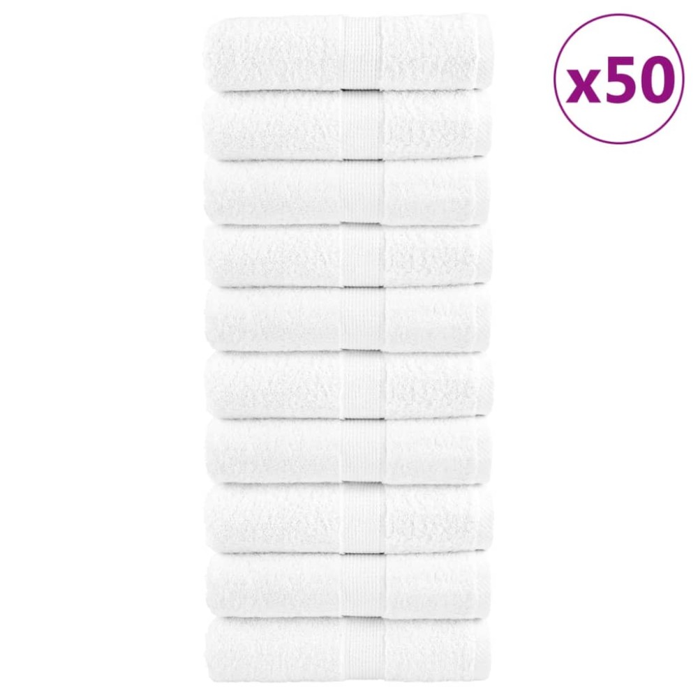 vidaXL Prosoape de baie premium SOLUND, 50 buc., albe, 30 x 30 cm, 600 g/m²