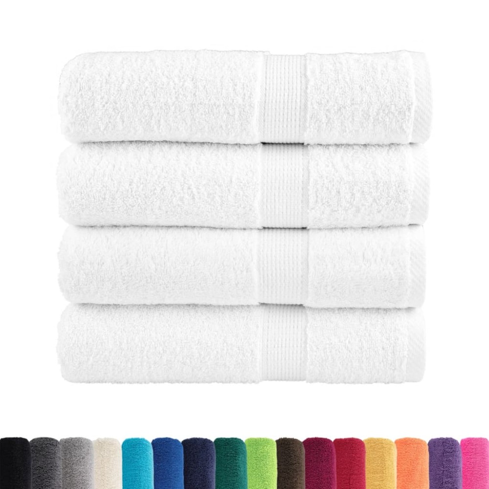 vidaXL Prosoape de baie premium SOLUND 4 buc alb 100x150cm 600gsm