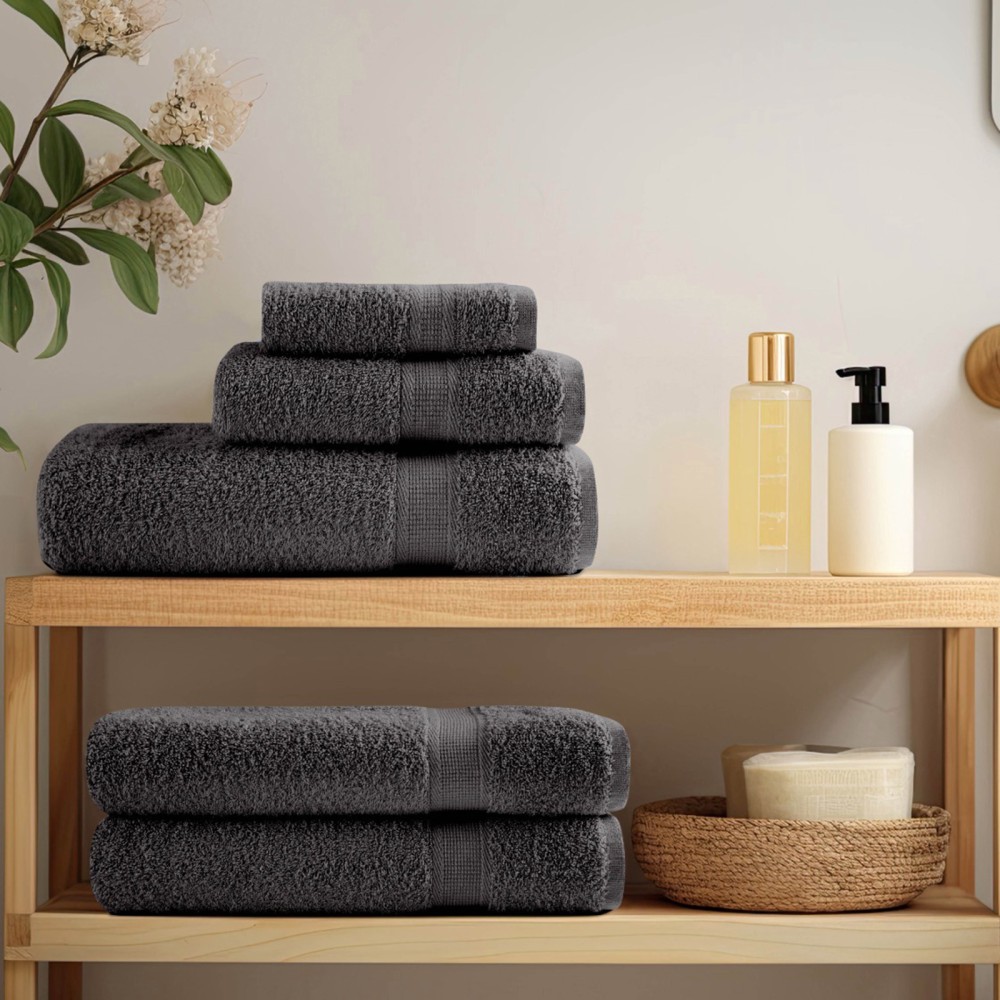 vidaXL Prosoape de baie 4 pcs Antracit 15 x 21 cm Bumbac
