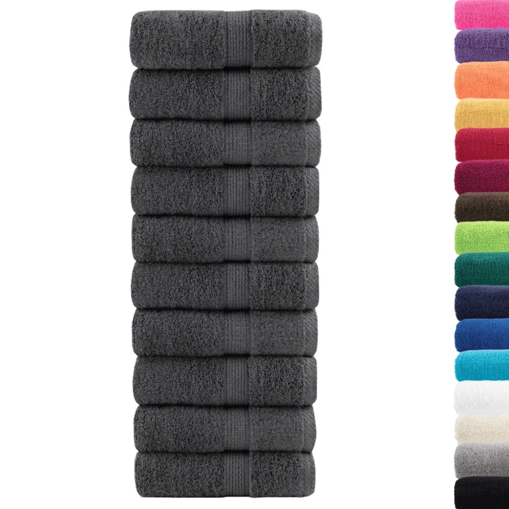 vidaXL Prosoape de baie premium SOLUND, 10 buc., antracit, 30x30 cm, 600 g/m²