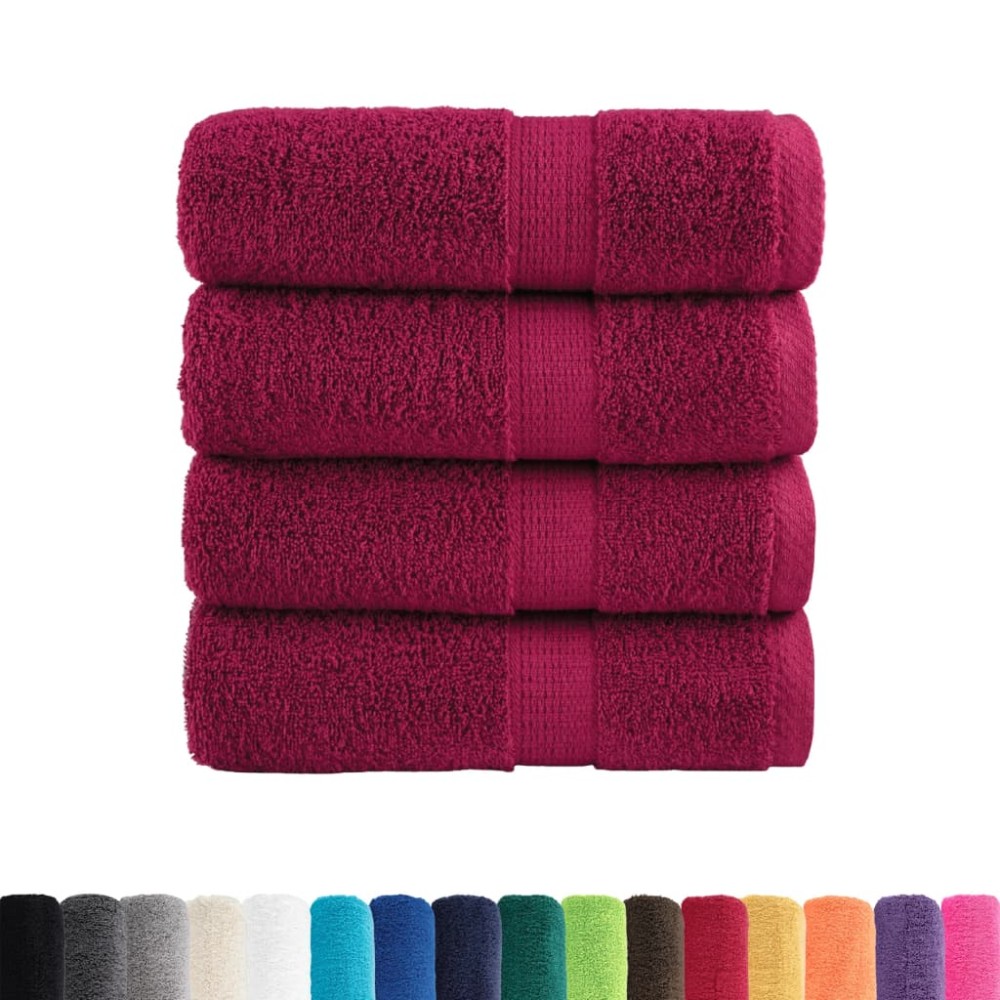 vidaXL Prosoape de baie premium SOLUND, 4 buc., bordeaux, 30x30 cm, 600 g/m²