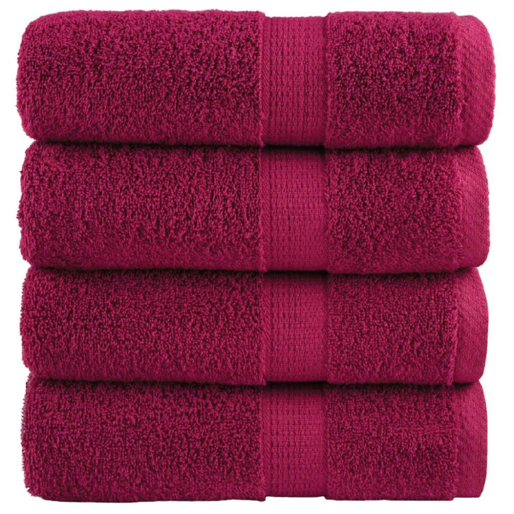 vidaXL Prosoape de baie premium SOLUND, 4 buc., bordeaux, 30x30 cm, 600 g/m²