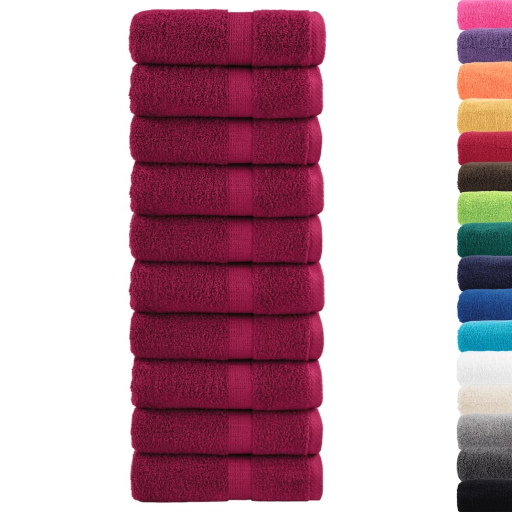vidaXL Prosoape de baie premium SOLUND, 10 buc., bordeaux, 30x30 cm, 600 g/m²