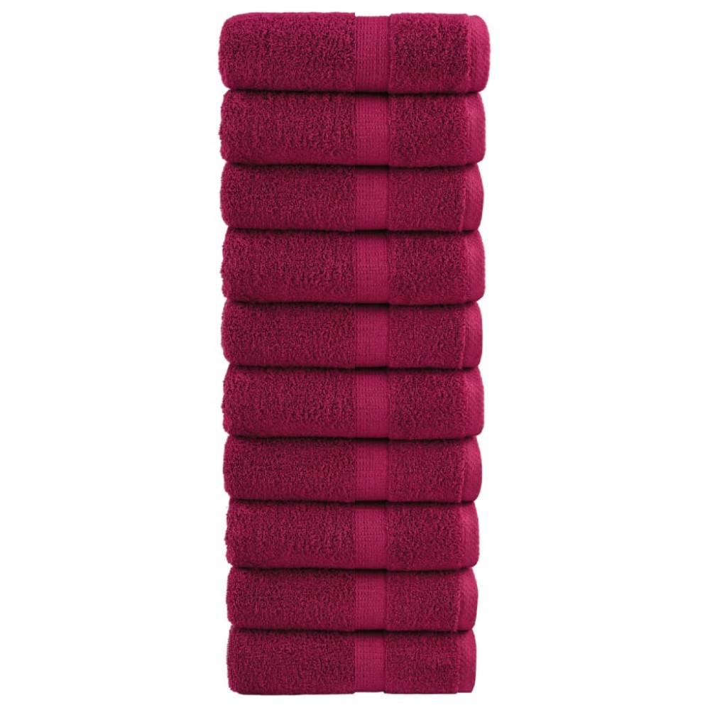 vidaXL Prosoape de baie premium SOLUND, 10 buc., bordeaux, 30x30 cm, 600 g/m²