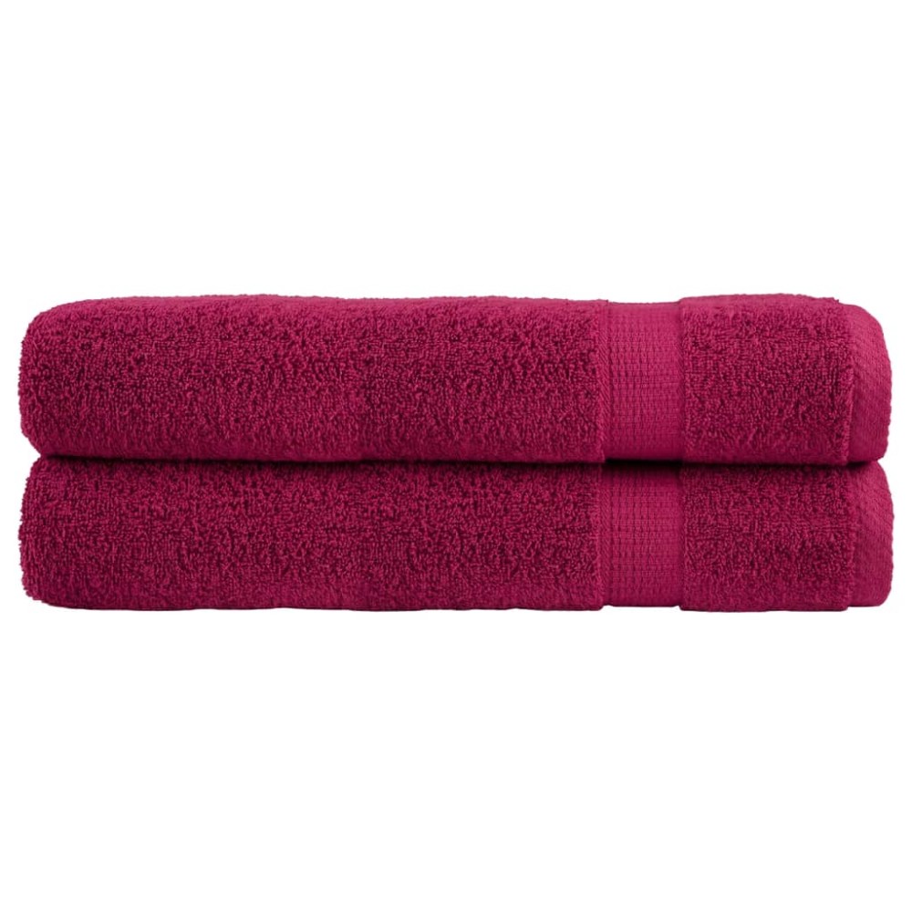 vidaXL Prosoape premium SOLUND 2 buc roșu bordo 100x200cm 600gsm