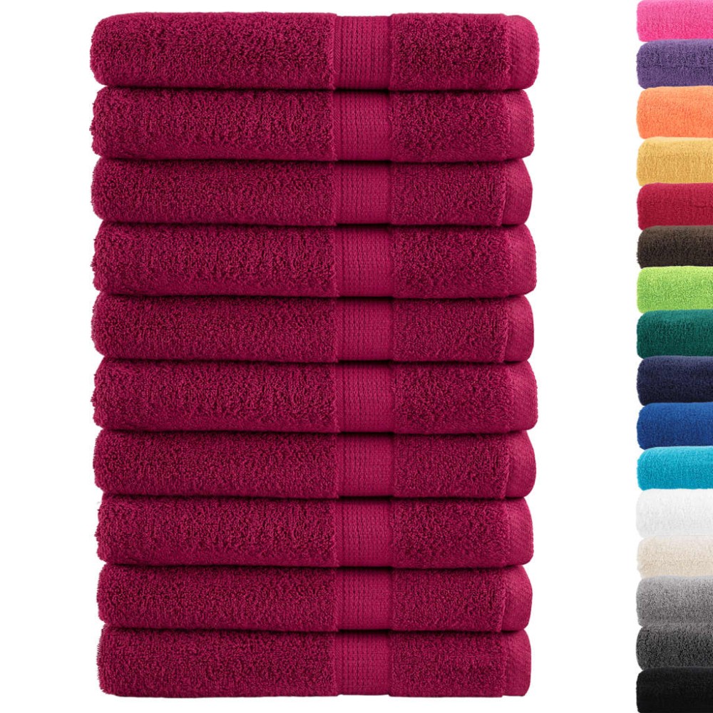 vidaXL Prosoape premium SOLUND 10buc roșu bordo 100x200cm 600gsm