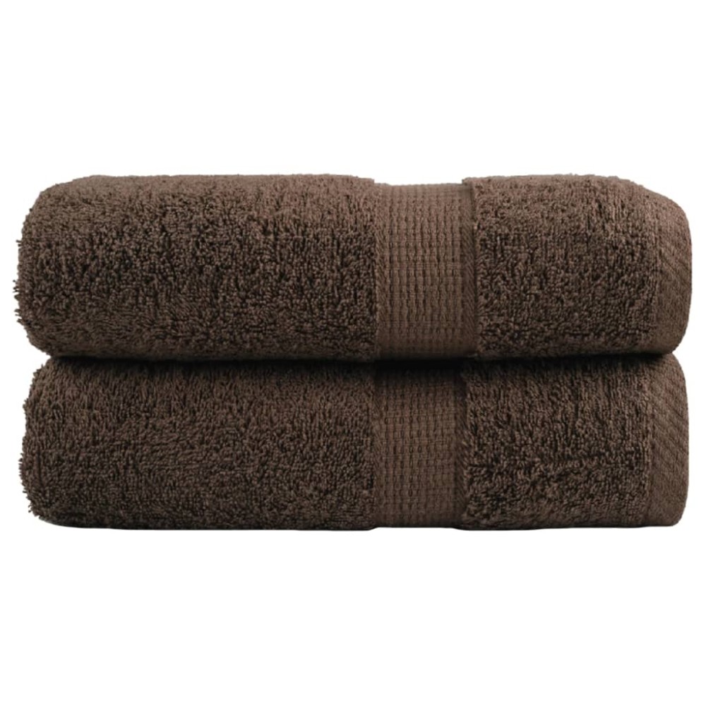 vidaXL Prosoape de baie premium SOLUND, 2 buc., maro, 30 x 30 cm, 600 g/m²