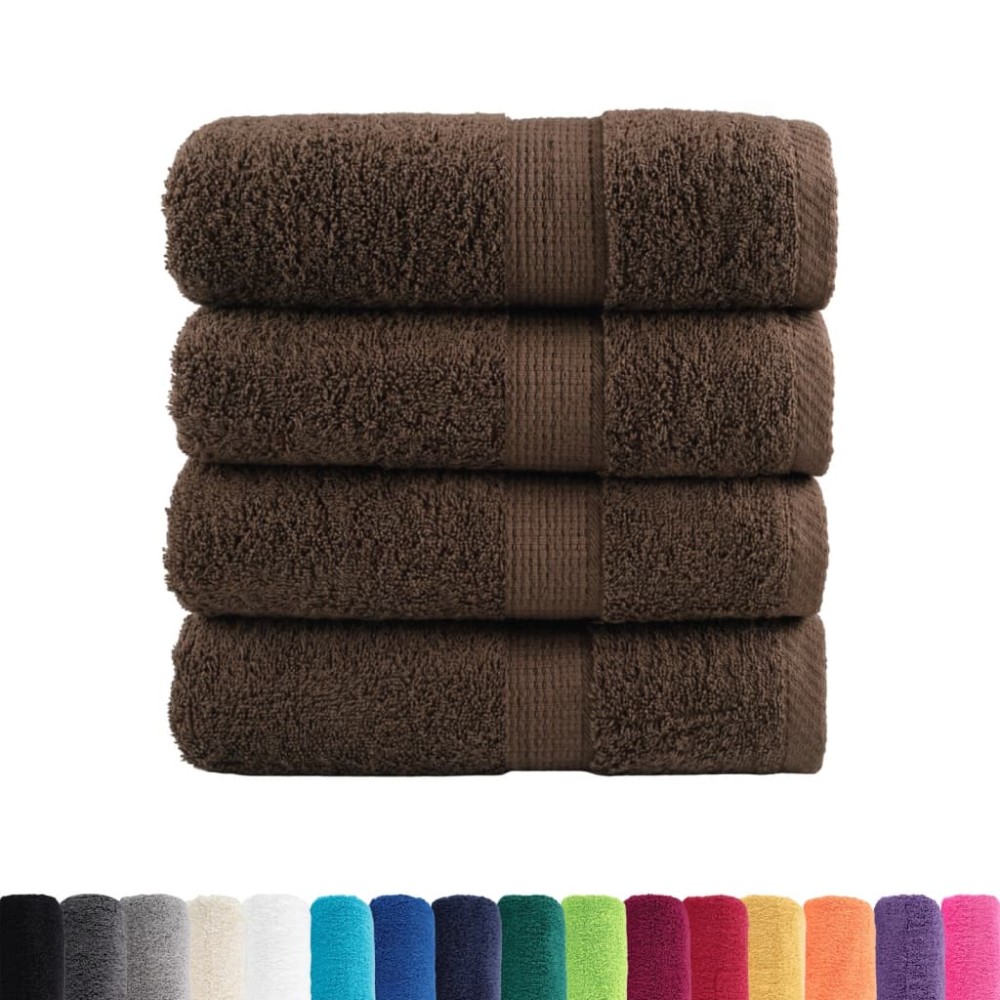 vidaXL Prosoape de baie premium SOLUND, 4 buc., maro, 30 x 30 cm, 600 g/m²