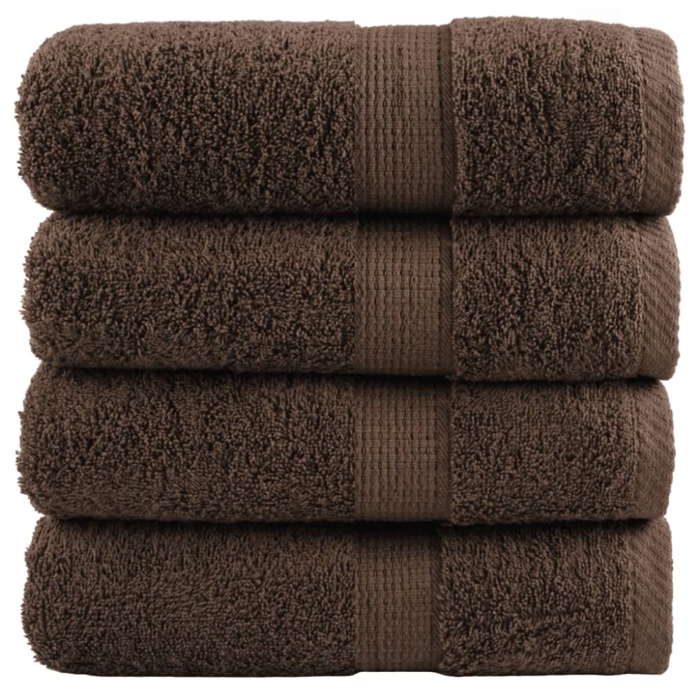 vidaXL Prosoape de baie premium SOLUND, 4 buc., maro, 30 x 30 cm, 600 g/m²