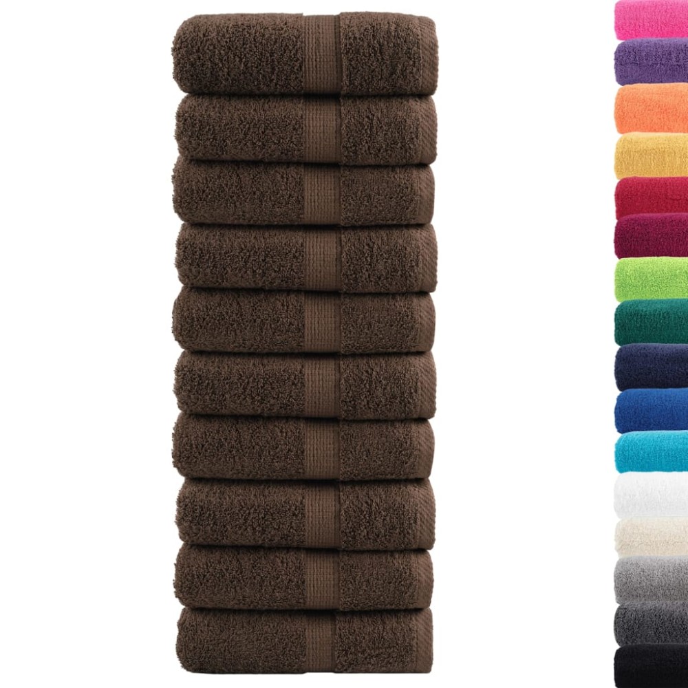 vidaXL Prosoape de baie premium SOLUND, 10 buc., maro, 30x30 cm, 600 g/m²