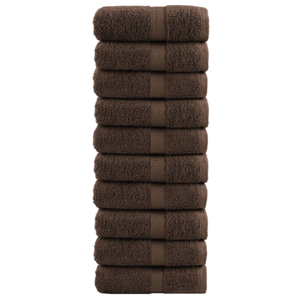 vidaXL Prosoape de baie premium SOLUND, 10 buc., maro, 30x30 cm, 600 g/m²