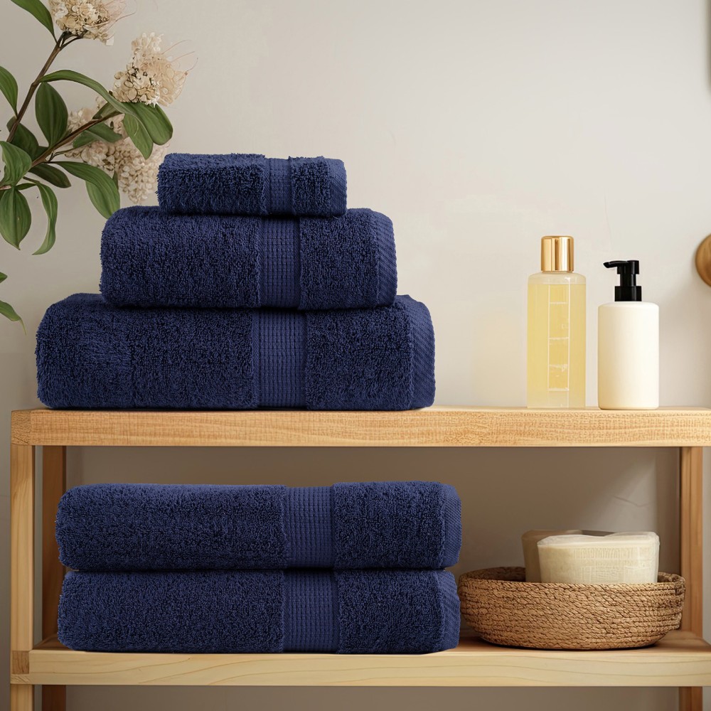 vidaXL Prosoape de baie 2 pcs Bleumarin 15 x 21 cm Bumbac