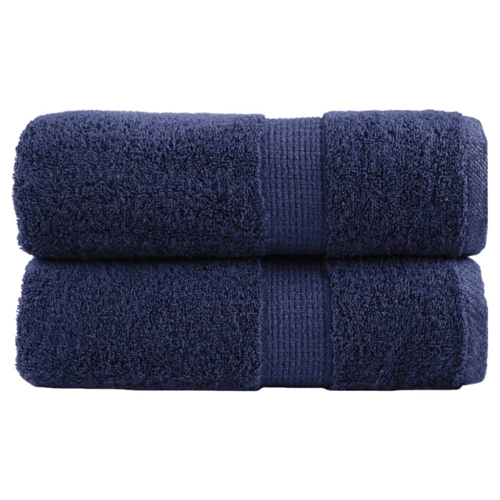vidaXL Prosoape de baie premium SOLUND, 2 buc., bleumarin, 30 x 30 cm, 600 g/m²