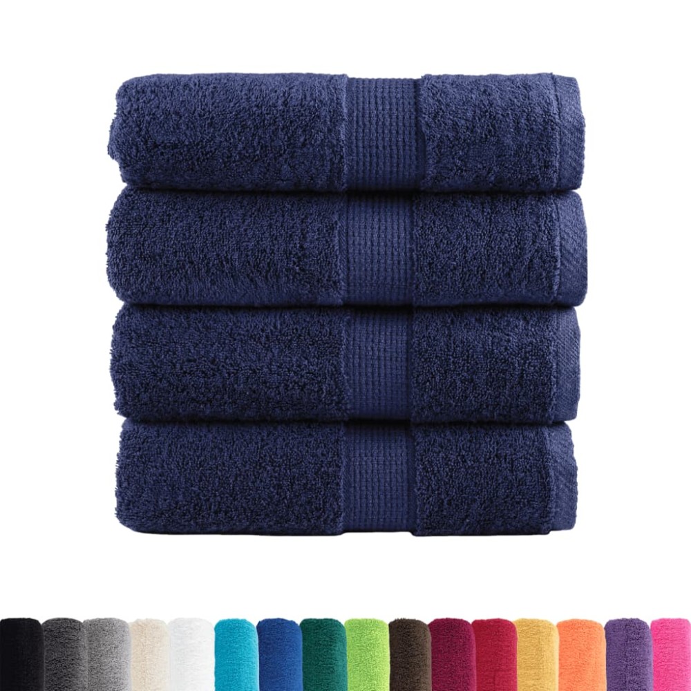 vidaXL Prosoape de baie premium SOLUND, 4 buc., bleumarin, 30 x 30 cm, 600 g/m²