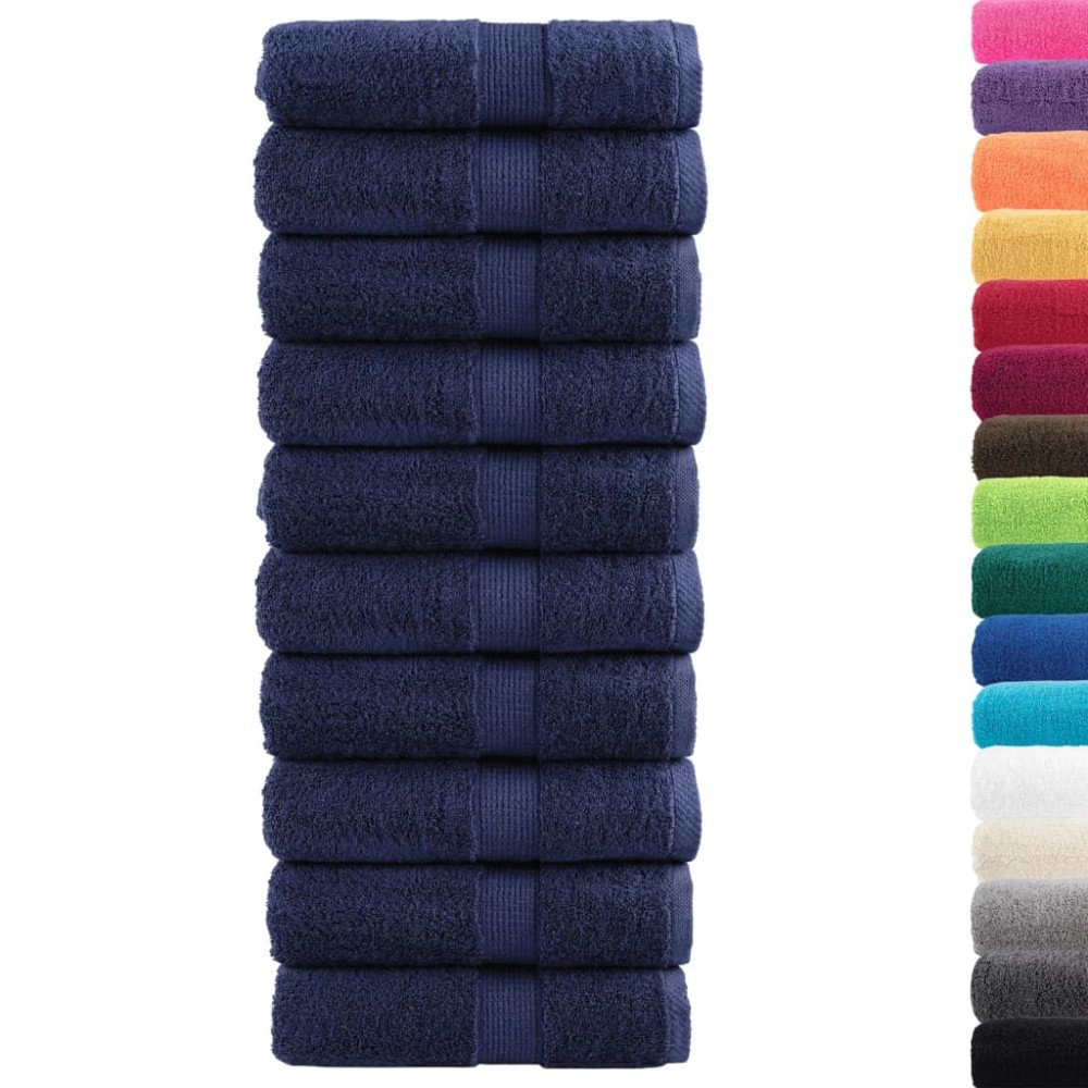 vidaXL Prosoape de baie premium SOLUND, 10 buc., bleumarin, 30 x 30 cm, 600 g/m²