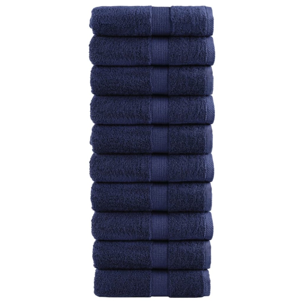 vidaXL Prosoape de baie premium SOLUND, 10 buc., bleumarin, 30 x 30 cm, 600 g/m²