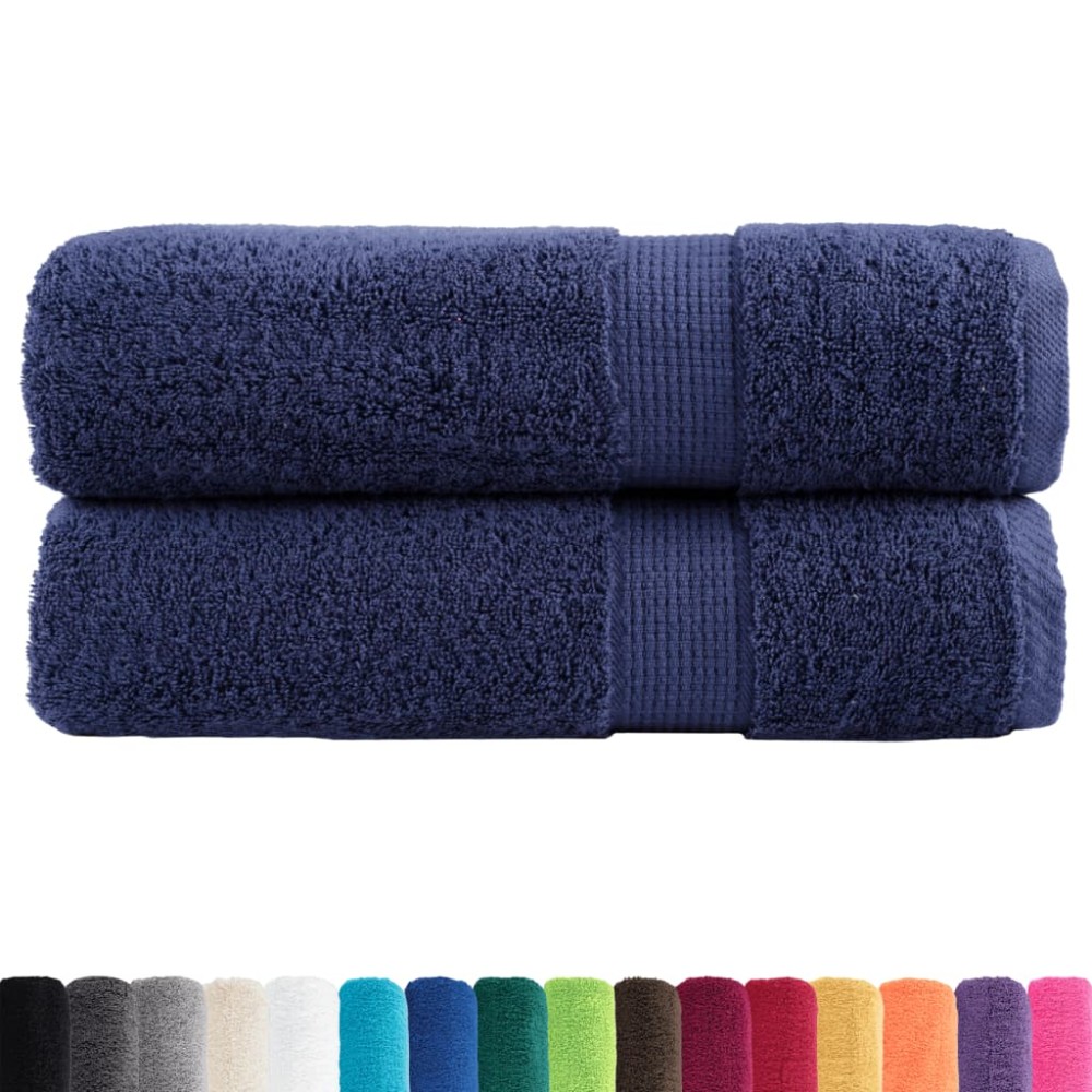 vidaXL Prosoape de baie premium SOLUND 2buc bleumarin 100x150cm 600gsm