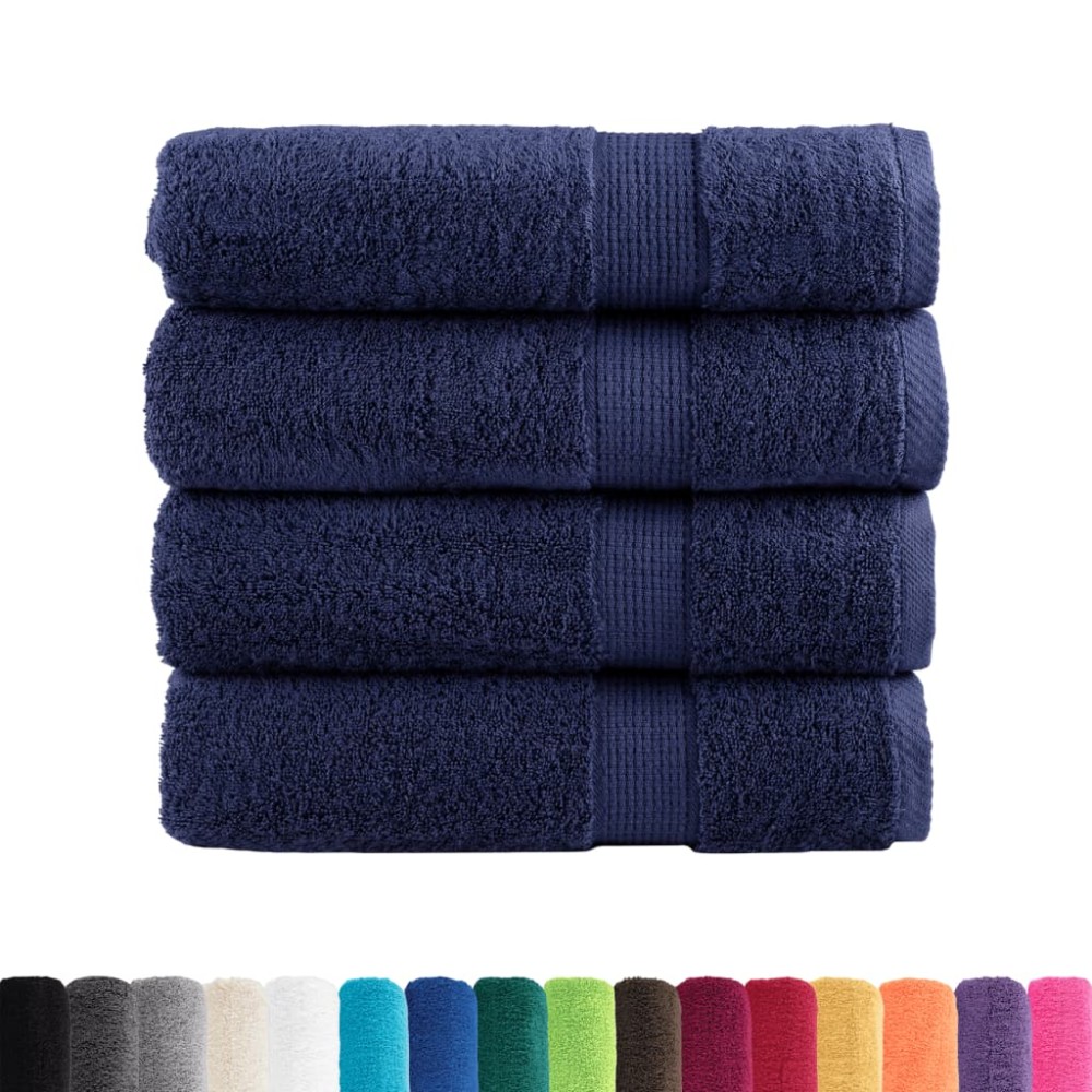 vidaXL Prosoape de baie premium SOLUND 4buc bleumarin 100x150cm 600gsm