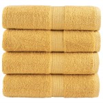 vidaXL Prosoape de baie premium SOLUND, 4 buc., aurii, 30 x 30 cm, 600 g/m² vidaXL Prosoape de baie premium SOLUND, 4 buc., aurii, 30 x 30 cm, 600 g/m²